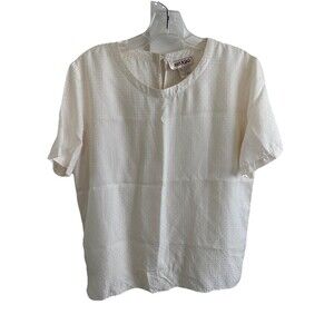 VTG Mikado 100% silk Short sleeve ivory White Blouse Women’s size M